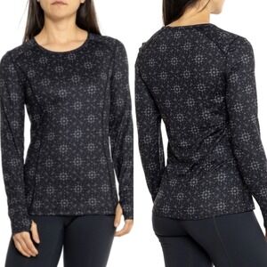 Terramar 2.0 Base Layer Top Womens Crewneck Black Snowflake Large Skiing Wicking